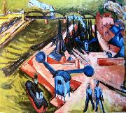 Ernst Ludwig Kirchner Frankfurter Westhafen oil